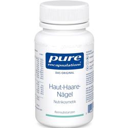 Weiße Flasche mit blauer Aufschrift "pure encapsulations" für Haut, Haare, Nägel.